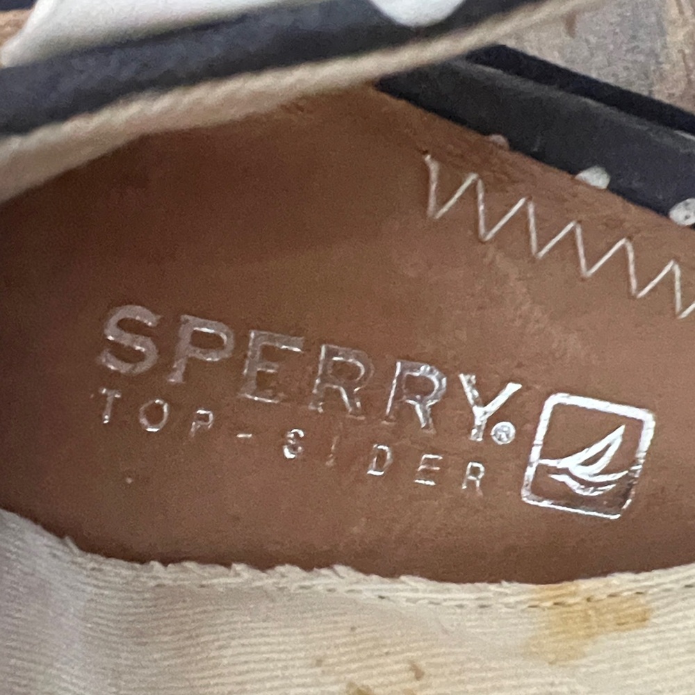 Sperry Women's Navy and White Polka Dot Wedges - Picture 2 of 7